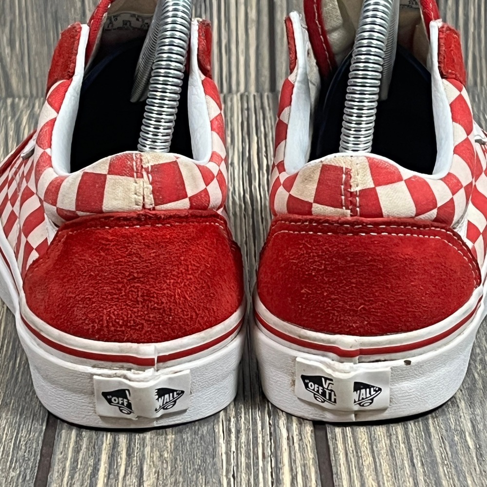 Vans Old Skool Sneakers Womens 6.5‎ Red Checkerboard Suede Canvas Skate Shoes - Picture 5 of 11